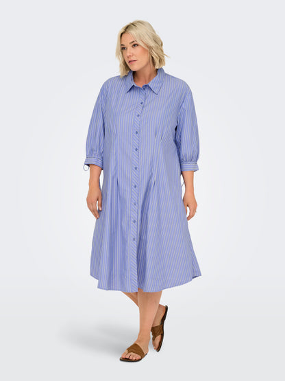 Robe chemise rayée bleu clair portée – Robe Bjorg Laïlla