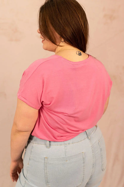 T-shirt fluide manches courtes en col V - T-shirt Basic - grande taille -  LAÏLLA