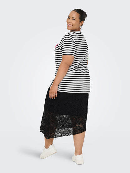 Vue de dos du t-shirt marinière grande taille sur mannequin