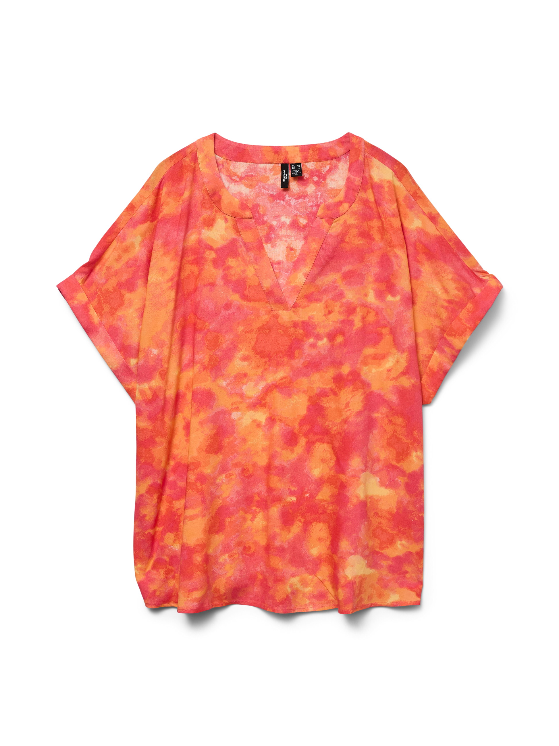 Blouse fluide à imprimé orangé rose – vue produit à plat