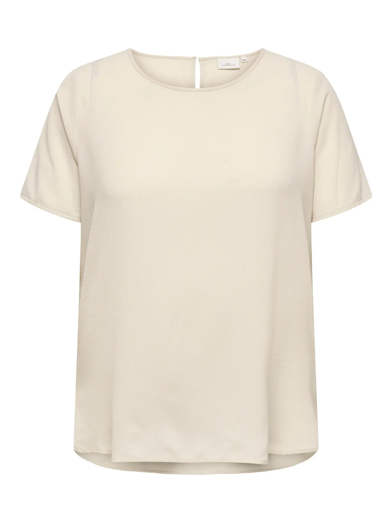 Blouse Vica uni beige à manches courtes – vue face sur fond blanc