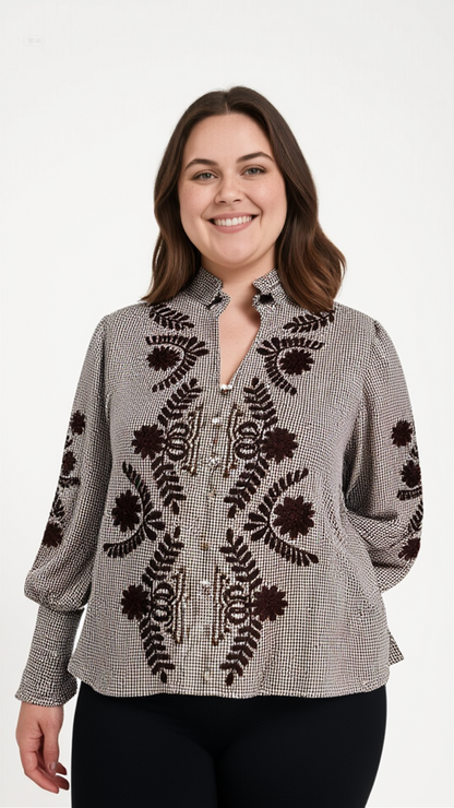 Blouse Vichy – Blouse vichy brodée élégante