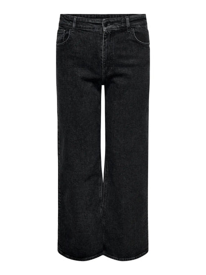 Jean évasé coupe wide leg coloris noir grande taille – vue de face