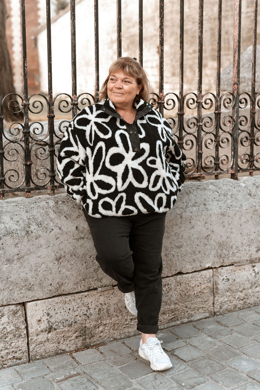 Veste moumoute à fleurs - Veste Amy