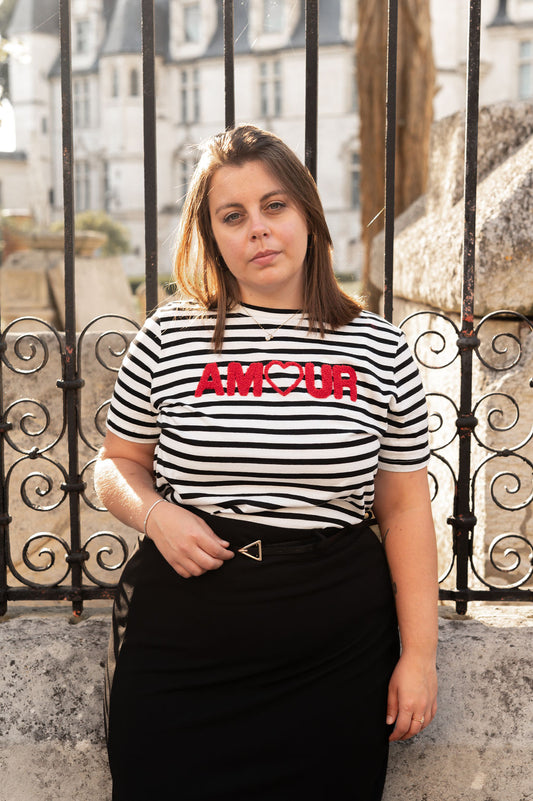 T-shirt marinière avec écriture AMOUR - T-shirt Kiko