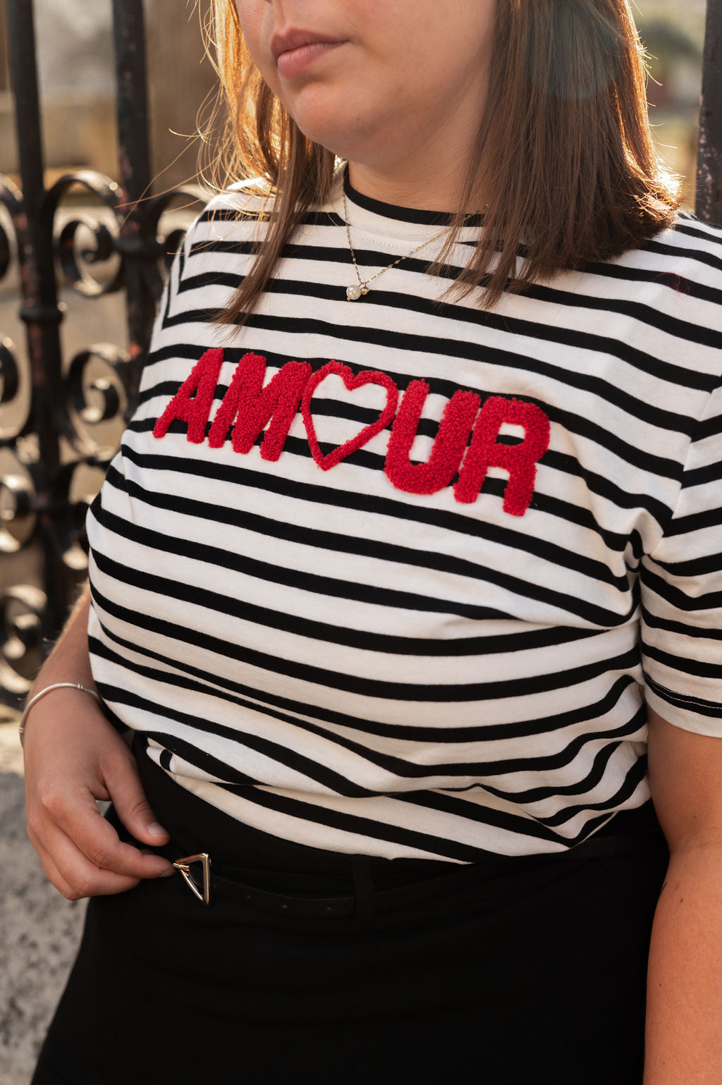 T-shirt marinière avec écriture AMOUR - T-shirt Kiko