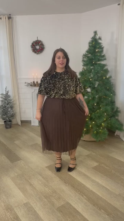 Jupe Angèle – Jupe longue plissée en tulle