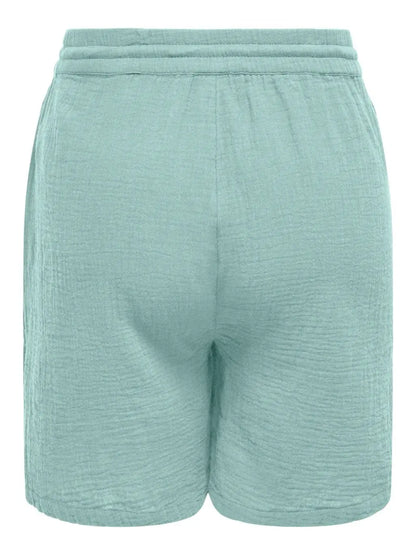 Short Thyra vert en gaze de coton – vue produit profil