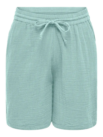 Short Thyra vert en gaze de coton – vue produit face